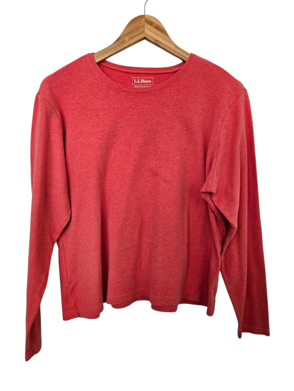L.L.Bean Women’s Large Red Heather Long Sleeve Crewneck Tee Classic Casual - Picture 2 of 4